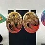 Sale Photo Thumbnail #172: Group of Modernist Enamel Iridescent Earrings~ set 6
All in great condition, pin backs