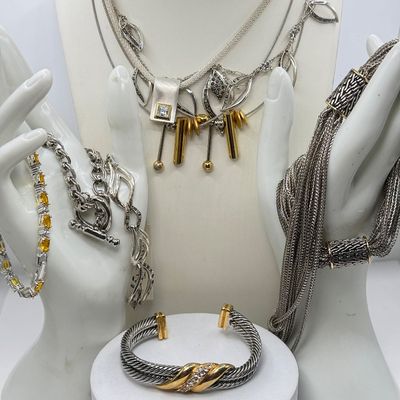 LOT 153J: Monet Leaf Necklace & Bracelet Set, Wire Necklaces, Bracelets & More
