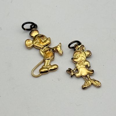 LOT 217J: Vintage Disney Sterling Silver Ring, NYC Charm & Mickey and Minnie Pendants