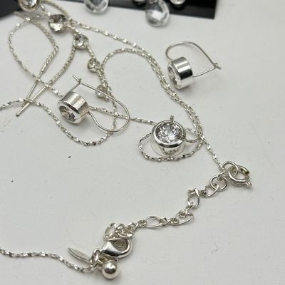 LOT 160J: Silvertone Costume Jewelry: Necklaces, NWT Earrings