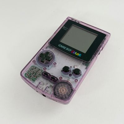 LOT 84A: Vintage Nintendo GameBoy Color Clear Circuit Handheld Video Game Console w/ Playable Case