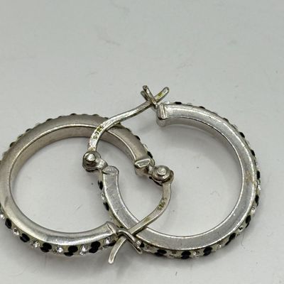 LOT 137F: Sterling Silver Scorpio Pendant Necklace & 925 Hoop Earrings
