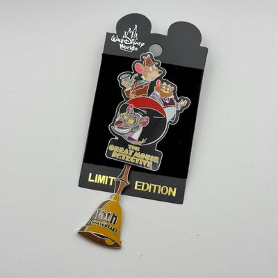 LOT 107P: WDW Trading Pins: 2001 LE3500 The Great Mouse Detective 15th Anniversary, 2002 100 Years of Magic Sorcerer Mickey Hat &...
