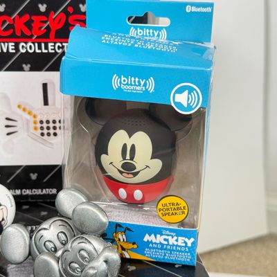 LOT 78A: Disney Office Collection: Mickey's Executive Collection Palm Calculator & Roller Card in Box, Wall Clock, Mickey &...