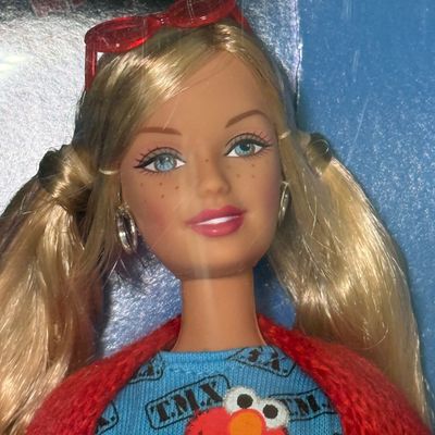 LOT 64A: NIB Sesame Street TMX Tickle Me Elmo 10th Anniversary Toy & TMX Tickle Me Elmo Barbie NRFB