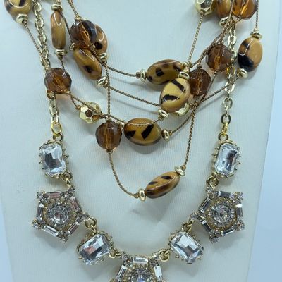 LOT 156J: Vintage Amber & Brass Toned Jewelry Collection