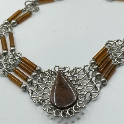 LOT 156J: Vintage Amber & Brass Toned Jewelry Collection