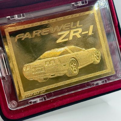 LOT 152F: Artistic Engravings 23karat Gold Plated Farewell ZR-1 Card, Plated 1980s Pennies & More Coins