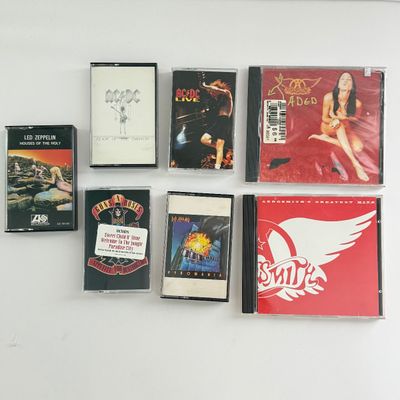 LOT 82A: Classic Rock Tapes (Guns N Roses, Led Zeppelin, AC DC & Def Leopard) & Two Aerosmith CDs