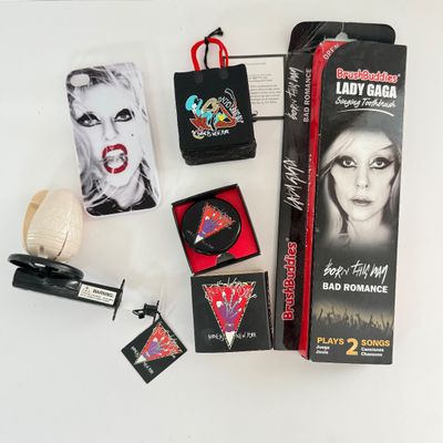 LOT 91A: Paws Up! Lady Gaga Collection: NIP DVD, CDs, Singing Toothbrush & Gaga's Workshop Souvenirs