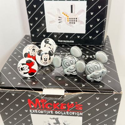 LOT 78A: Disney Office Collection: Mickey's Executive Collection Palm Calculator & Roller Card in Box, Wall Clock, Mickey &...