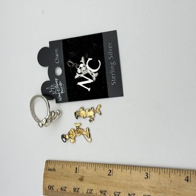 LOT 217J: Vintage Disney Sterling Silver Ring, NYC Charm & Mickey and Minnie Pendants