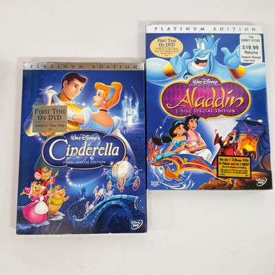LOT 79A: Disney CDs, On Ice Princess Classics Program & Disney DVDs: Cinderella, Lilo & Stitch, Aladdin, Beauty and the Beast,...
