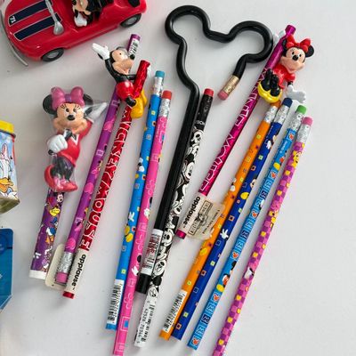 LOT 94A: Disney Pencils, Stickers, Small Toys, Jump Rope NIP, Light Up Necklaces & Silly Bands