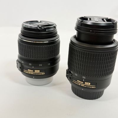 LOT 70A: Nikon Speedlight SB-25 External Flash, Nikon DX Lenses: 18-55mm & 55-200mm, Nikon Camera Bag & More