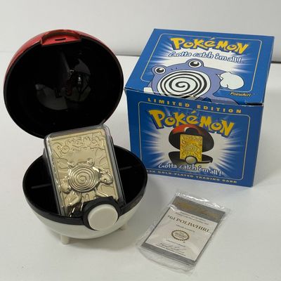 LOT 62A: FULL SET Pokémon Special Edition 23 karat Gold Plated Trading Cards: Charizard, Pikachu, Jiggly Puff, Poliwhirl, Mewtwo &...