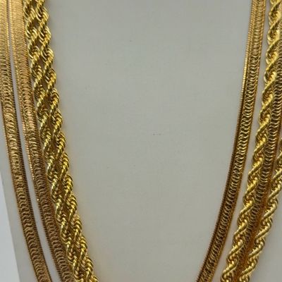 LOT 163J: Danbury Mint Heart Pendant Necklace & Four 24KTGP Necklaces