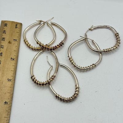 LOT 135F: Three Pairs of Vintage 925 Sterling Silver Thick Pierced Hoop Earrings (27.8gtw)