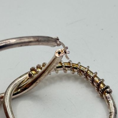 LOT 135F: Three Pairs of Vintage 925 Sterling Silver Thick Pierced Hoop Earrings (27.8gtw)