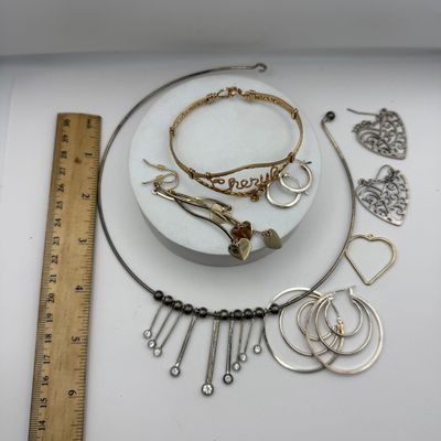 LOT 158J: Vintage Wire Cheryl Cuff, Wire Frame Necklace, Pierced Earrings & More