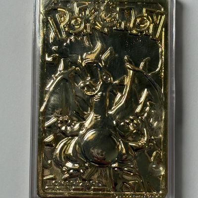 LOT 62A: FULL SET Pokémon Special Edition 23 karat Gold Plated Trading Cards: Charizard, Pikachu, Jiggly Puff, Poliwhirl, Mewtwo &...