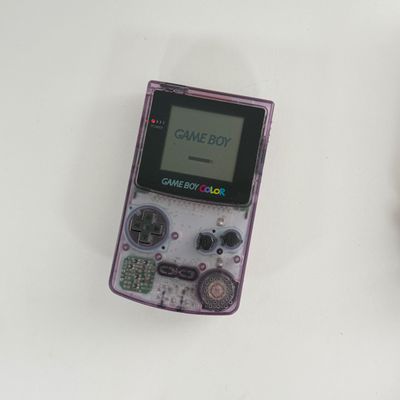 LOT 84A: Vintage Nintendo GameBoy Color Clear Circuit Handheld Video Game Console w/ Playable Case