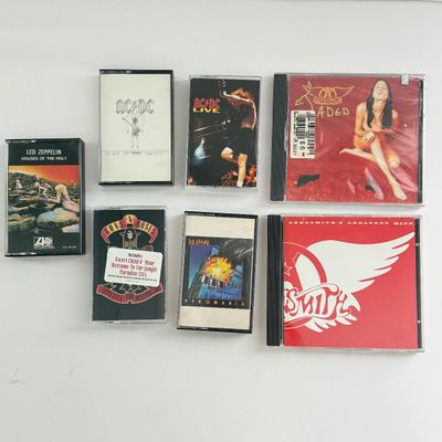 LOT 82A: Classic Rock Tapes (Guns N Roses, Led Zeppelin, AC DC & Def Leopard) & Two Aerosmith CDs