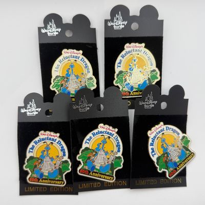 LOT 115P: 2001 LE3500 Walt Disney’s The Reluctant Dragon 60th Anniversary WDW Trading Pins (5)
