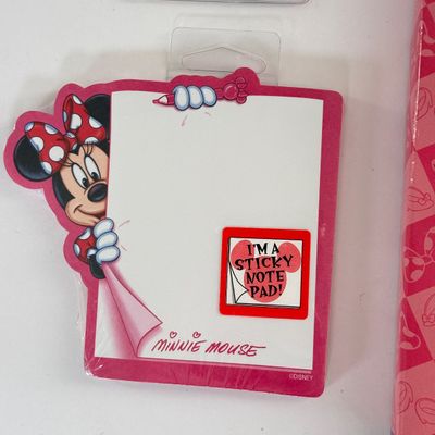 LOT 95A: Vintage Minnie Mouse Play Vanity Set, Minnie Mouse Bookmark, Sticky Notepad & NIP Pen