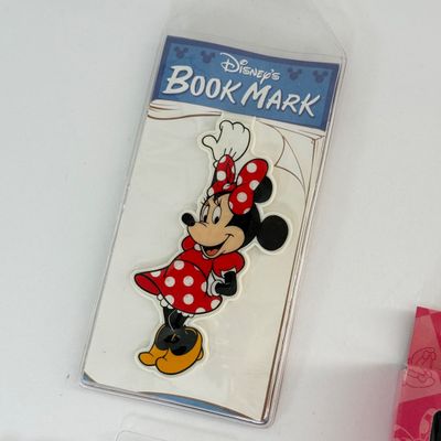 LOT 95A: Vintage Minnie Mouse Play Vanity Set, Minnie Mouse Bookmark, Sticky Notepad & NIP Pen