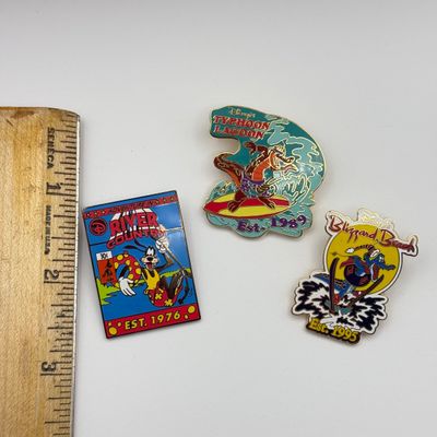 LOT 114P: 2001 WDW Waterpark Trading Pins: River Country (Goofy Comic Book Cover), Typhoon Lagoon & Blizzard Beach