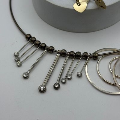 LOT 158J: Vintage Wire Cheryl Cuff, Wire Frame Necklace, Pierced Earrings & More