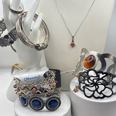 LOT 167J: Vintage Boho Bracelets, Star Ring & Necklace w Matching Earrings