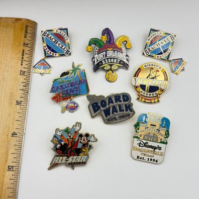LOT 124P: WDW Resort Trading Pins: Board Walk, Beach Club, Port Orleans, Caribbean Beach, Yacht Club, All Stars & Board Walk Villas