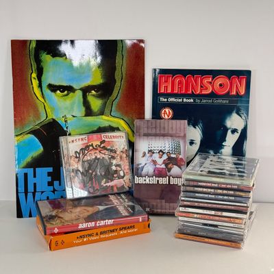 LOT 99A: Y2K Boy Bands CDs, DVDs & More: Backstreet Boys, *NSYNC (including Signed CD), 98°, Hanson & Aaron Carter