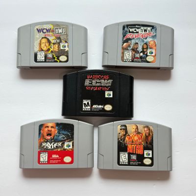 LOT 208V: Vintage Nintendo N64 WCW Wrestling Video Game Cartridges