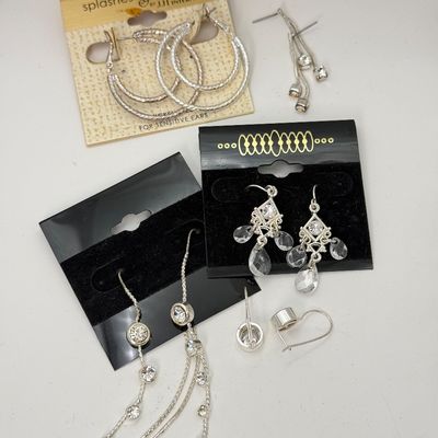 LOT 160J: Silvertone Costume Jewelry: Necklaces, NWT Earrings