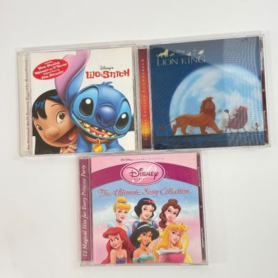 LOT 79A: Disney CDs, On Ice Princess Classics Program & Disney DVDs: Cinderella, Lilo & Stitch, Aladdin, Beauty and the Beast,...