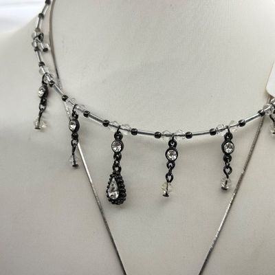 LOT 160J: Silvertone Costume Jewelry: Necklaces, NWT Earrings