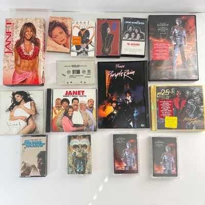 LOT 98A: CDs, DVDs & Tapes: Michael Jackson, Janet Jackson & Prince