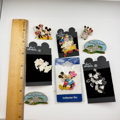 LOT 121P: Disney's Wedding Pavilion Slider Pins (2), Fairytale Weddings Bride Minnie WDW Trading Pin & Mickey & Minnie Mouse...