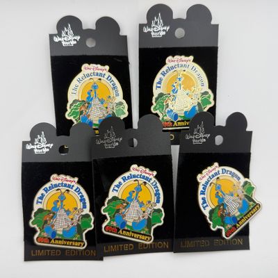 LOT 115P: 2001 LE3500 Walt Disney’s The Reluctant Dragon 60th Anniversary WDW Trading Pins (5)