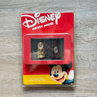 LOT 179J: NIP Disney Mickey Mouse Watch & Mini Clock Set, Steamboat Willie Watch & More