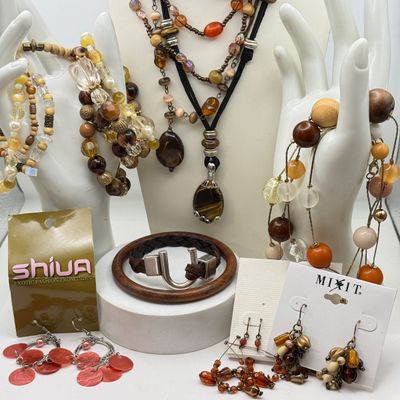 LOT 168J: Boho Beaded & Stone Necklaces, Bracelets & More