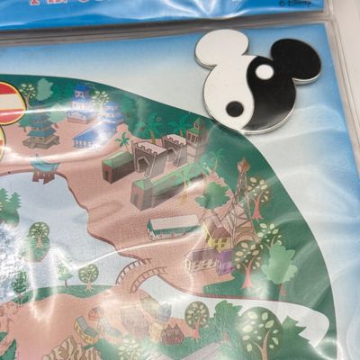 LOT 126P: 2000s Disney's EPCOT Collection: Figment Patch, Pin Park Map w/ Trading Pins: Ying Yang Mickey Head, Figment, Angry Daisy,...
