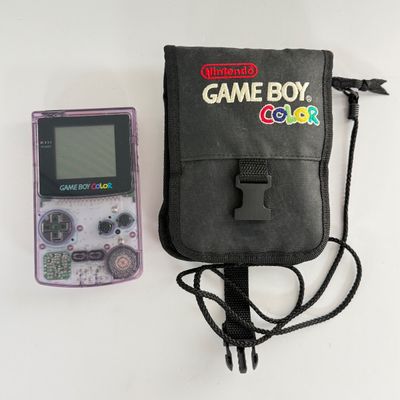 LOT 84A: Vintage Nintendo GameBoy Color Clear Circuit Handheld Video Game Console w/ Playable Case