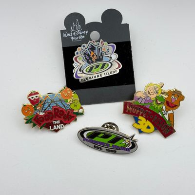 LOT 108P: Vintage WDW Pins: 2000 Food Rocks, Muppet Vision 3D & Two Pleasure Island Pins