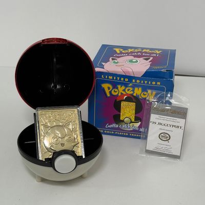 LOT 62A: FULL SET Pokémon Special Edition 23 karat Gold Plated Trading Cards: Charizard, Pikachu, Jiggly Puff, Poliwhirl, Mewtwo &...