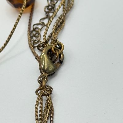 LOT 156J: Vintage Amber & Brass Toned Jewelry Collection