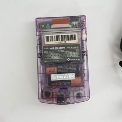 LOT 84A: Vintage Nintendo GameBoy Color Clear Circuit Handheld Video Game Console w/ Playable Case